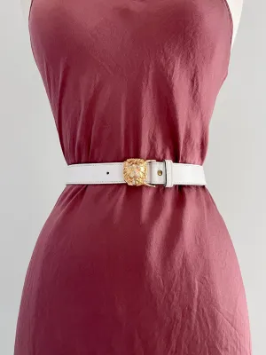1980's White & Gold Lion Belt / Sz S