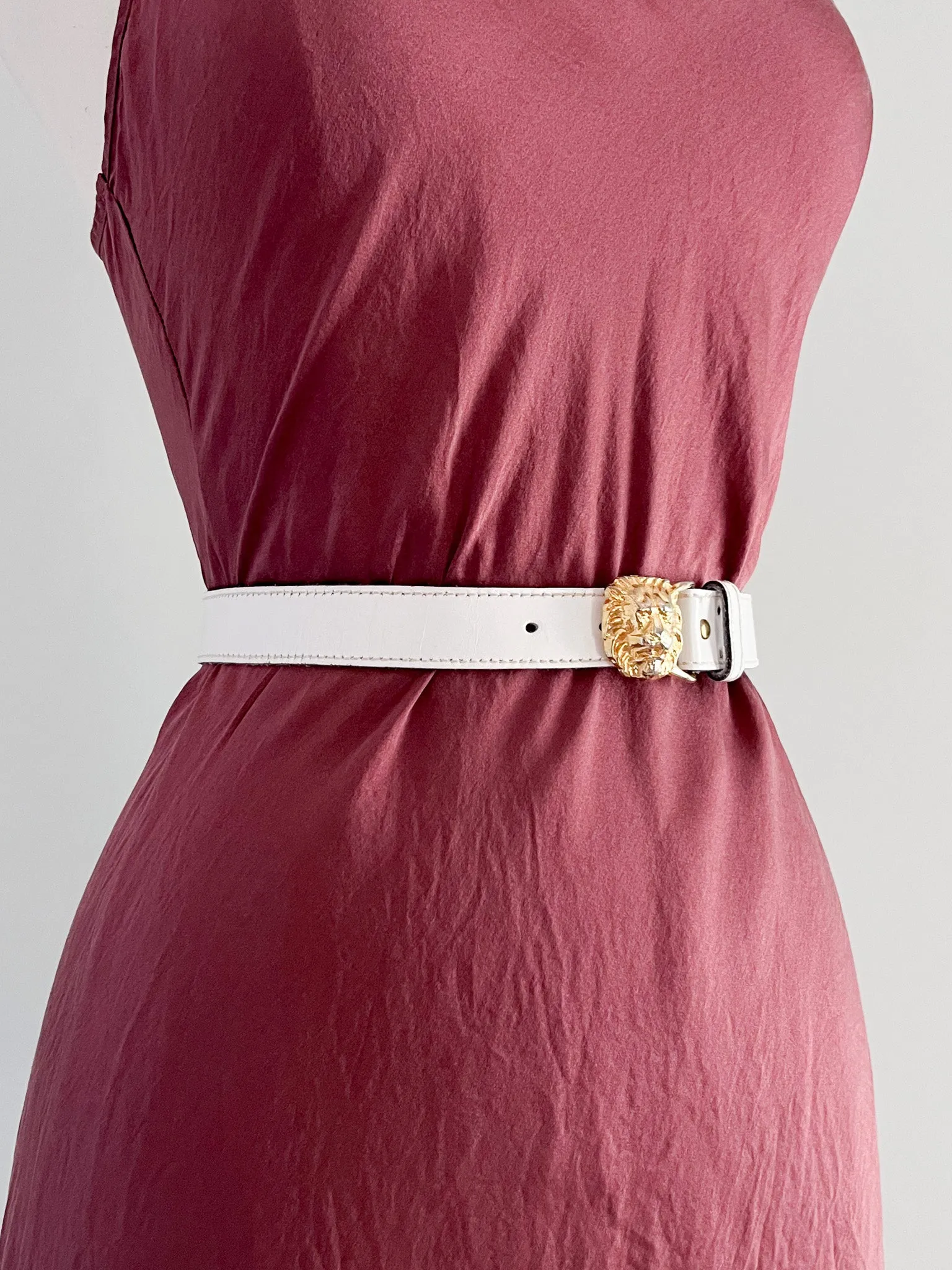 1980's White & Gold Lion Belt / Sz S