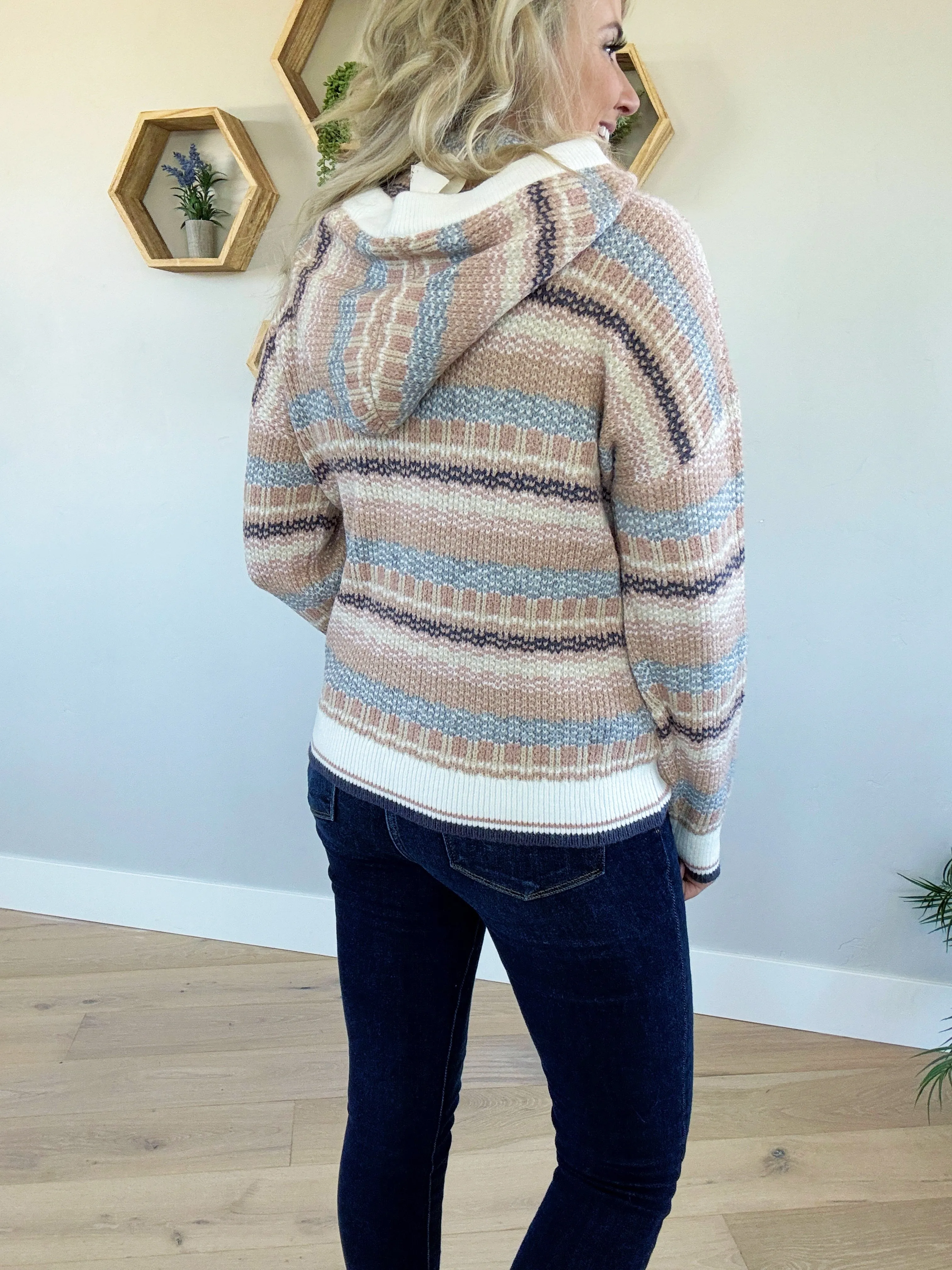 Addicted to Love Heart Embroidery Striped Top in Neutral