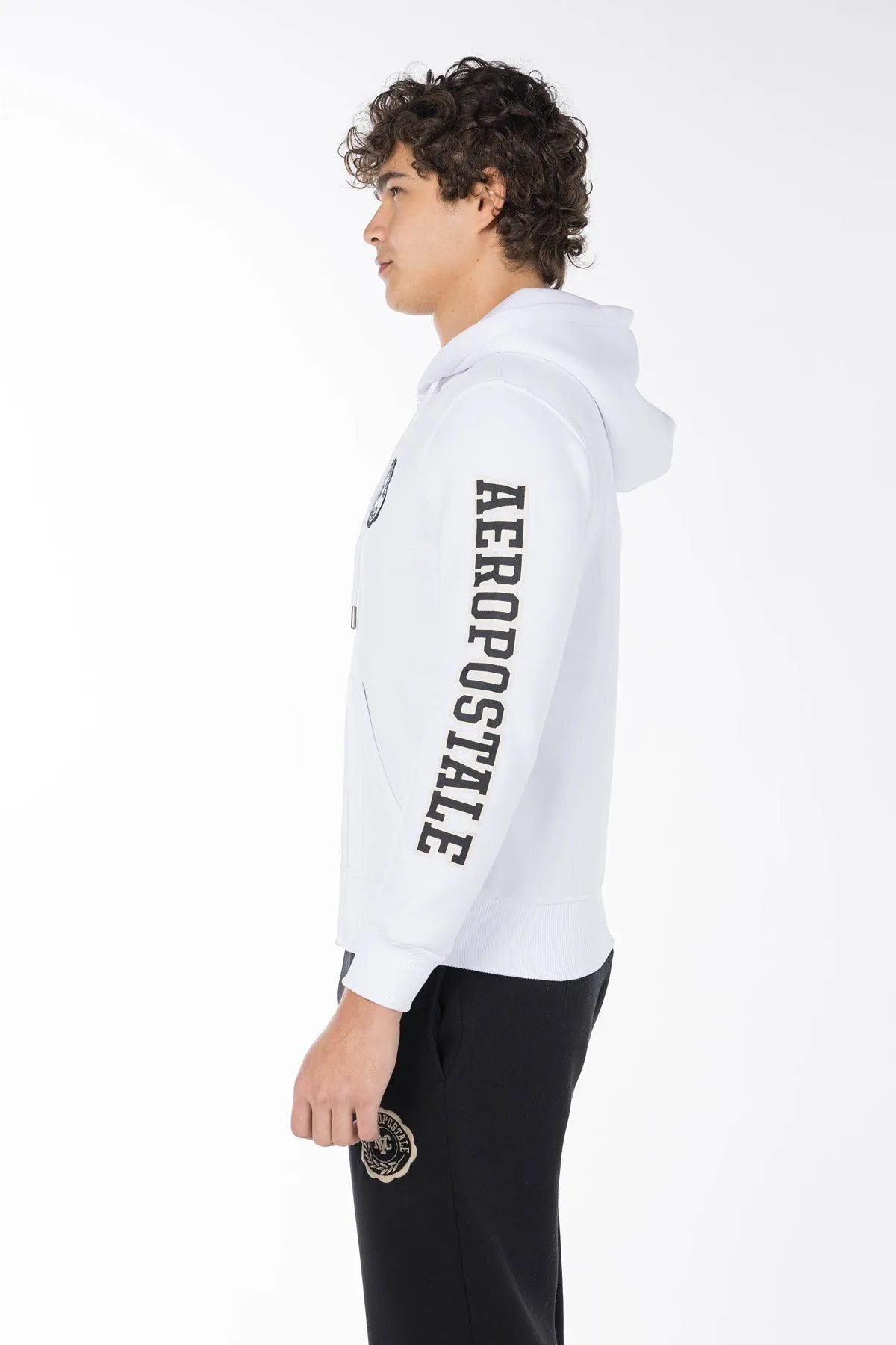 AEROPOSTALE NY SHIELD FULL ZIP HOODIE-WHITE