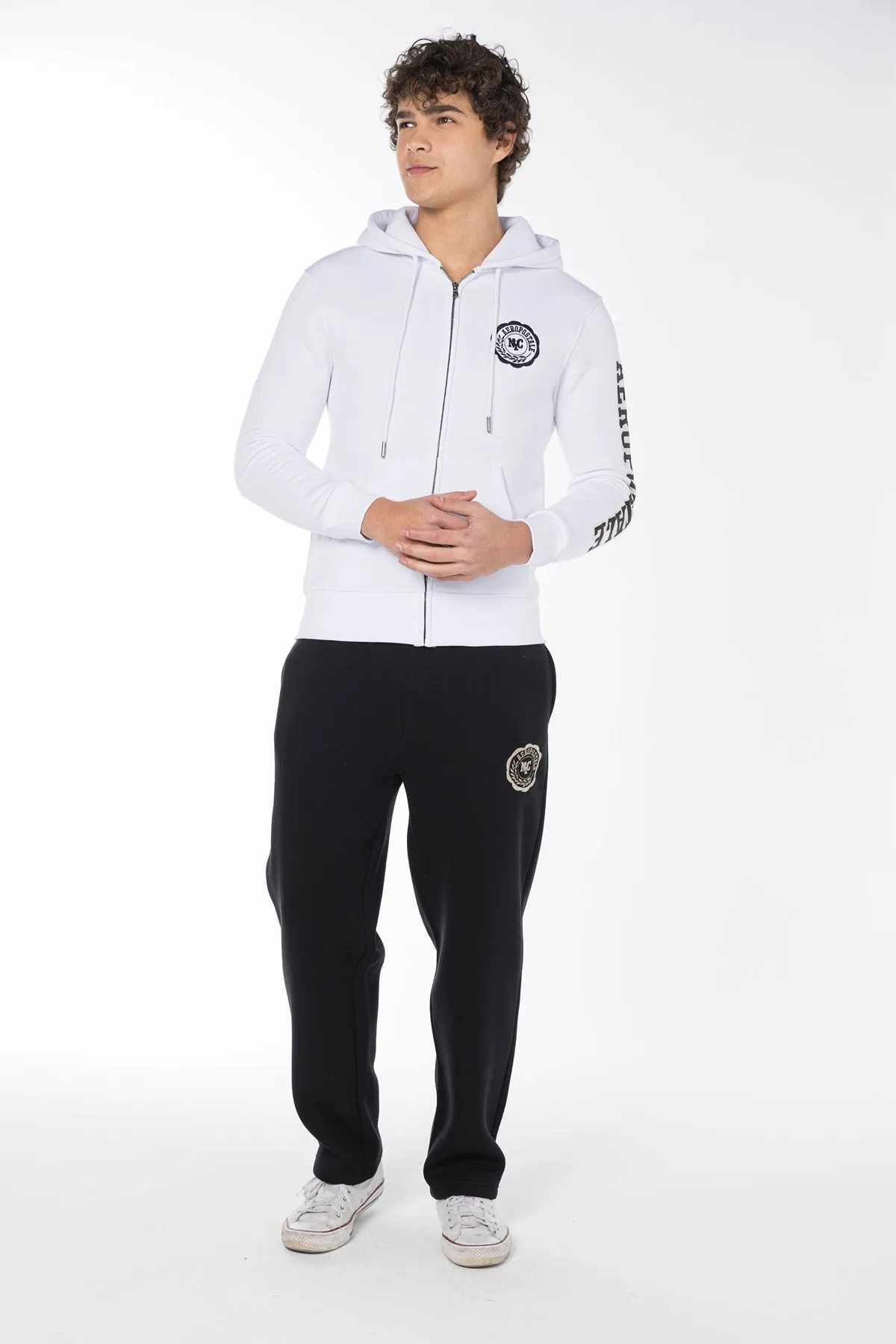 AEROPOSTALE NY SHIELD FULL ZIP HOODIE-WHITE