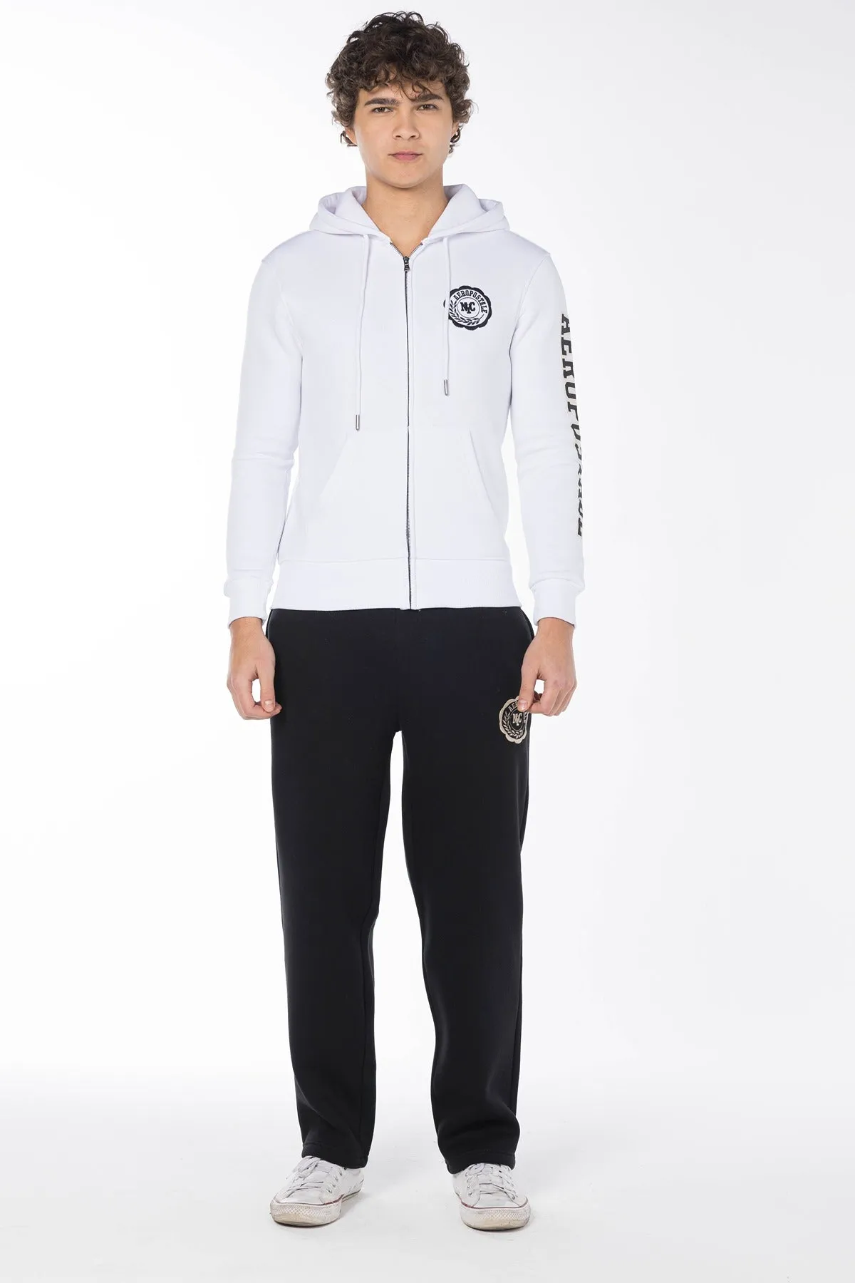 AEROPOSTALE NY SHIELD FULL ZIP HOODIE-WHITE