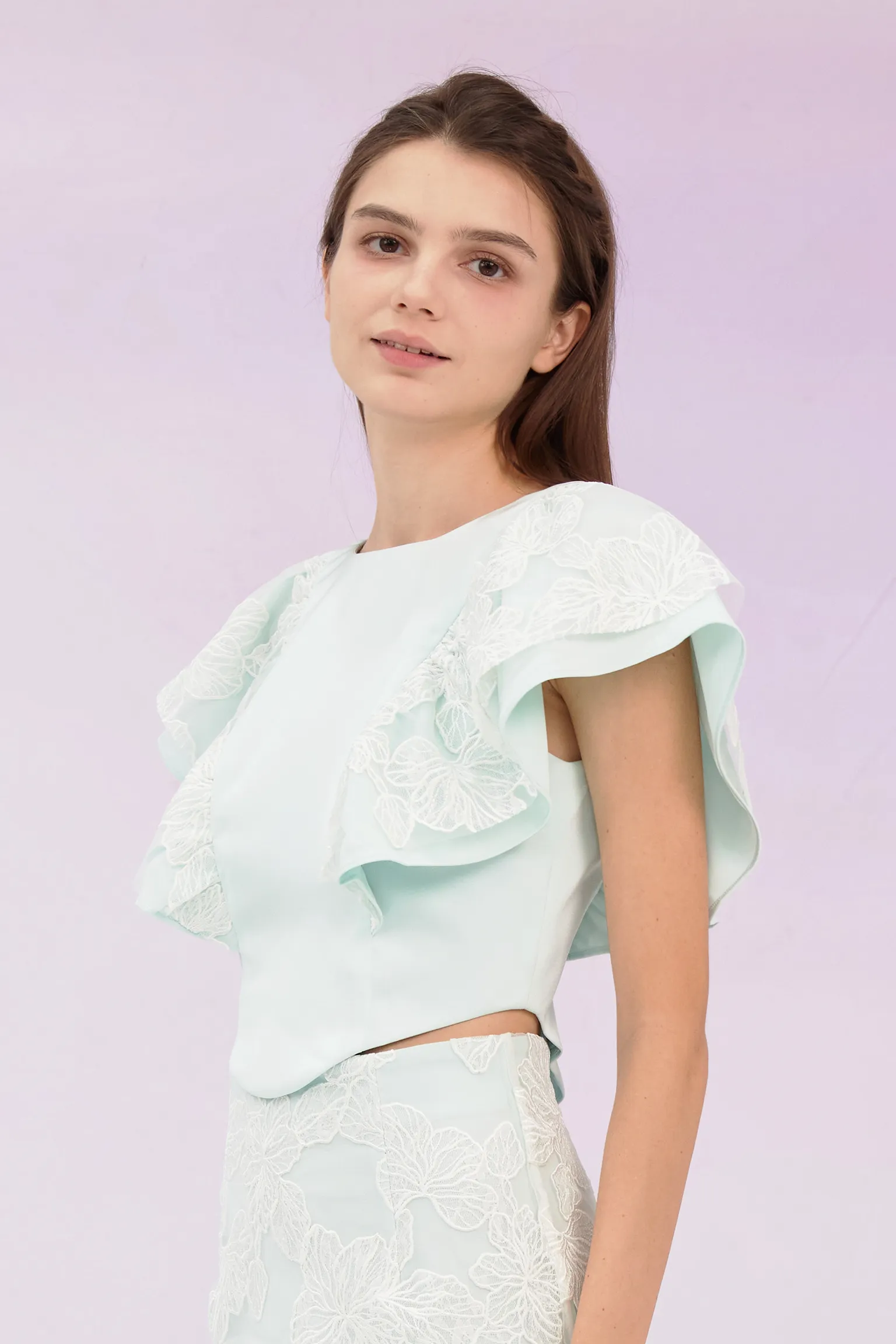 Ancelote Mint Ruffle Top
