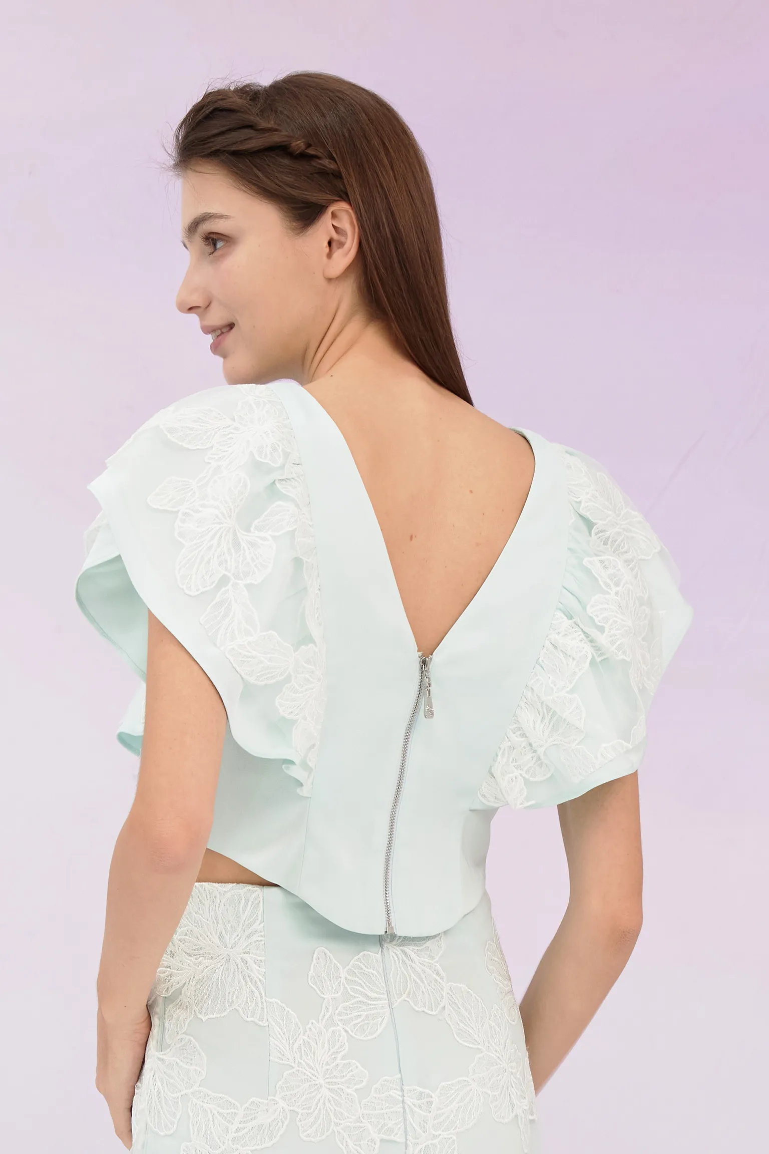 Ancelote Mint Ruffle Top