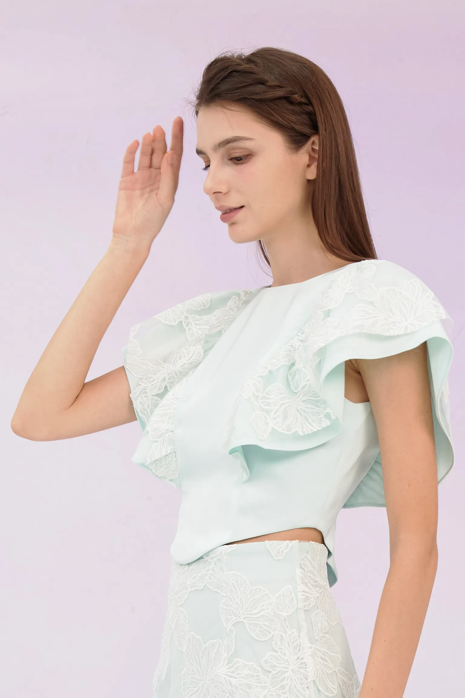 Ancelote Mint Ruffle Top