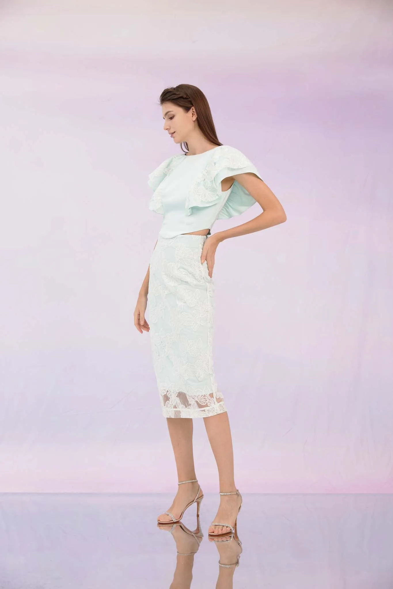 Ancelote Mint Ruffle Top