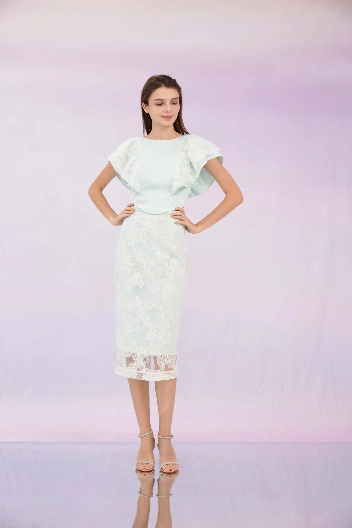 Ancelote Mint Ruffle Top