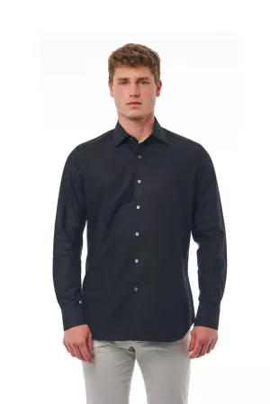 Bagutta Elegant Black Cotton Italian Collar Shirt