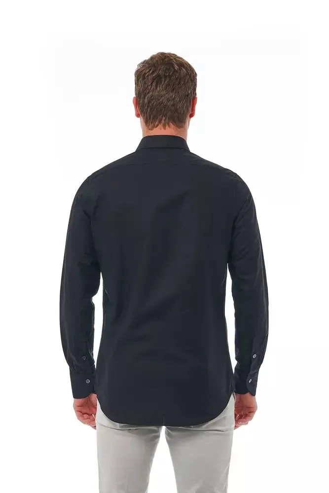 Bagutta Elegant Black Cotton Italian Collar Shirt