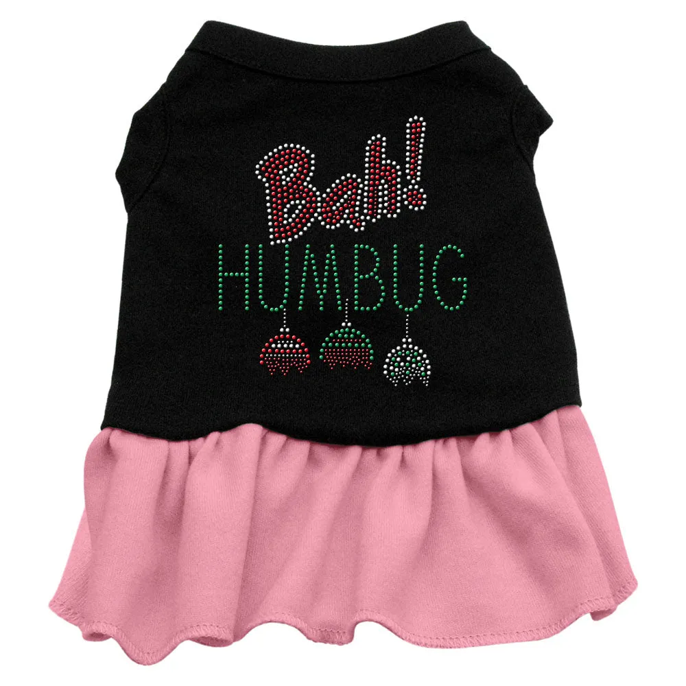 Bah Humbug Rhinestone Dress Black With Pink Sm