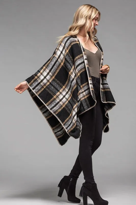 Berkley Plaid Ruana | URBAN ECHO SHOP
