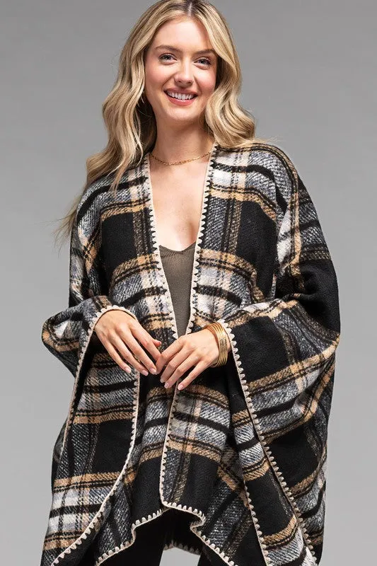 Berkley Plaid Ruana | URBAN ECHO SHOP