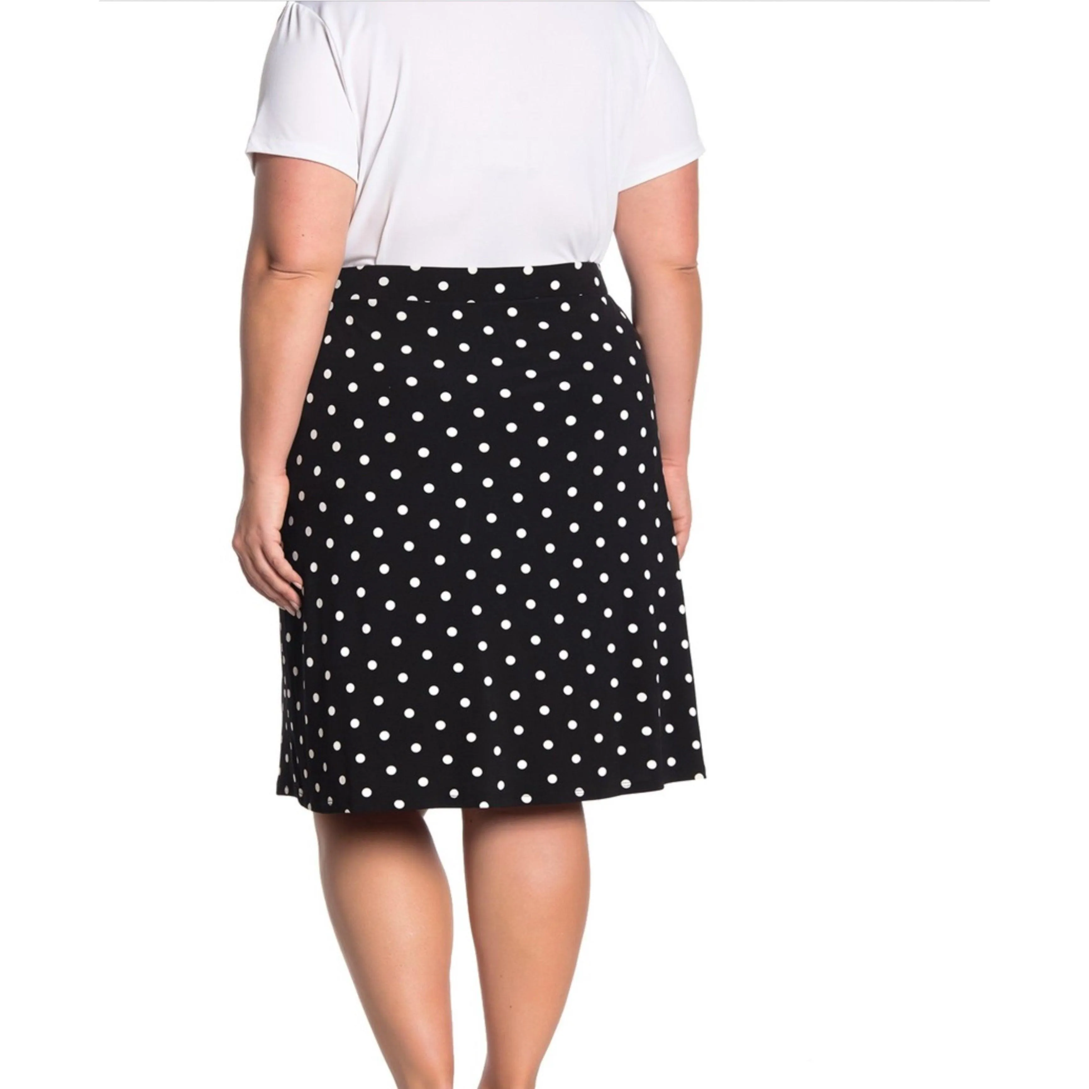 Black Polka Dots Knee Length Skirt