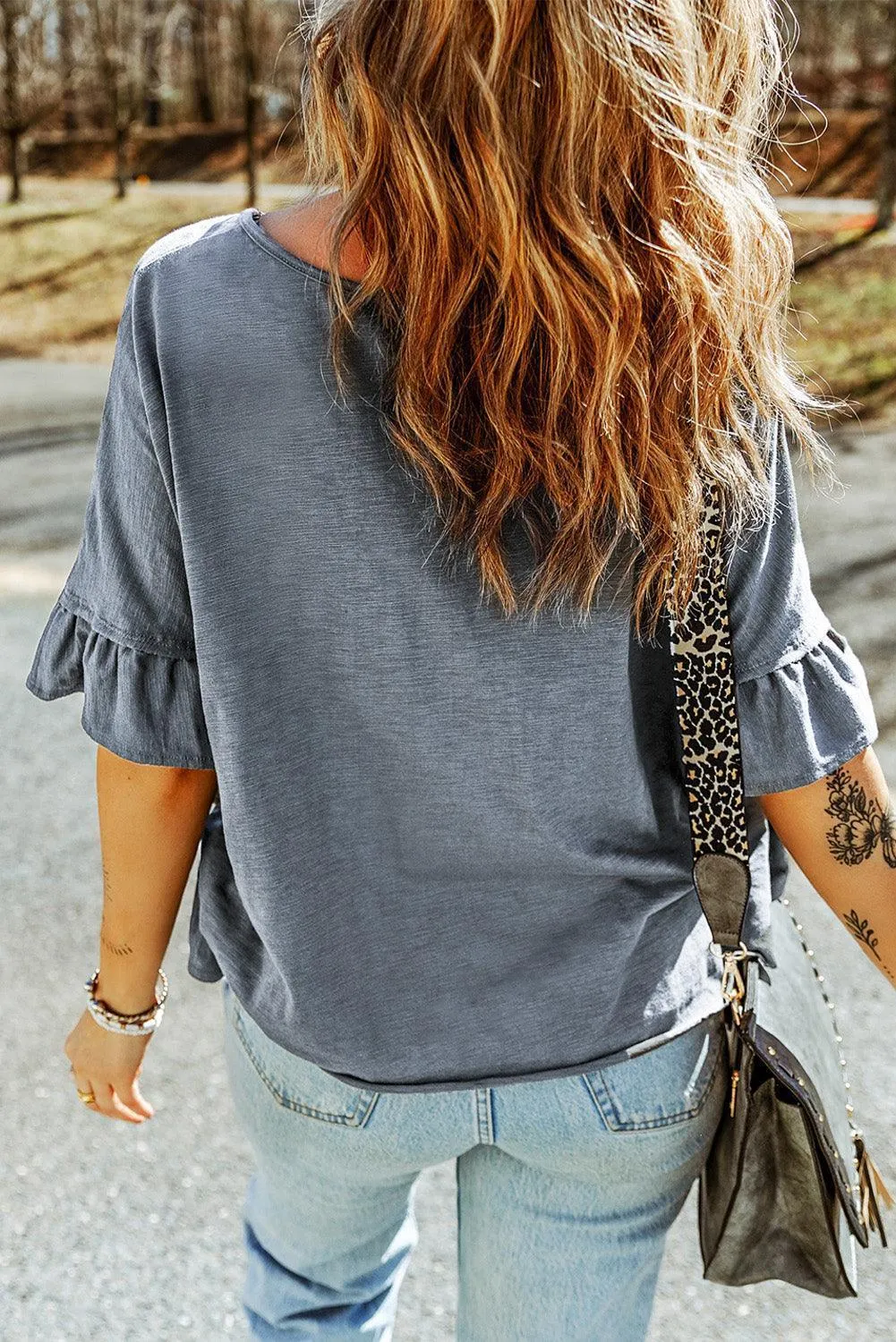 Bouncy Sunday Half Flounce Sleeve Blouse
