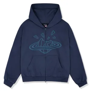 Broken Planet Zip-Up Deep Navy Hoodie