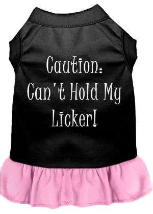 Can't Hold My Licker Screen Print Dress Black With Light Pink Lg