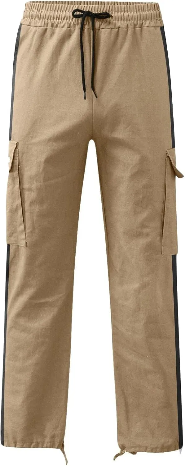Cargo Pants for Men Big and Tall Elastic Waist Jogger Sports Pants Drawstring Sports Trousers Joggers for Men Sports