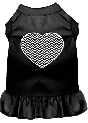 Chevron Heart Screen Print Dress Black Xl