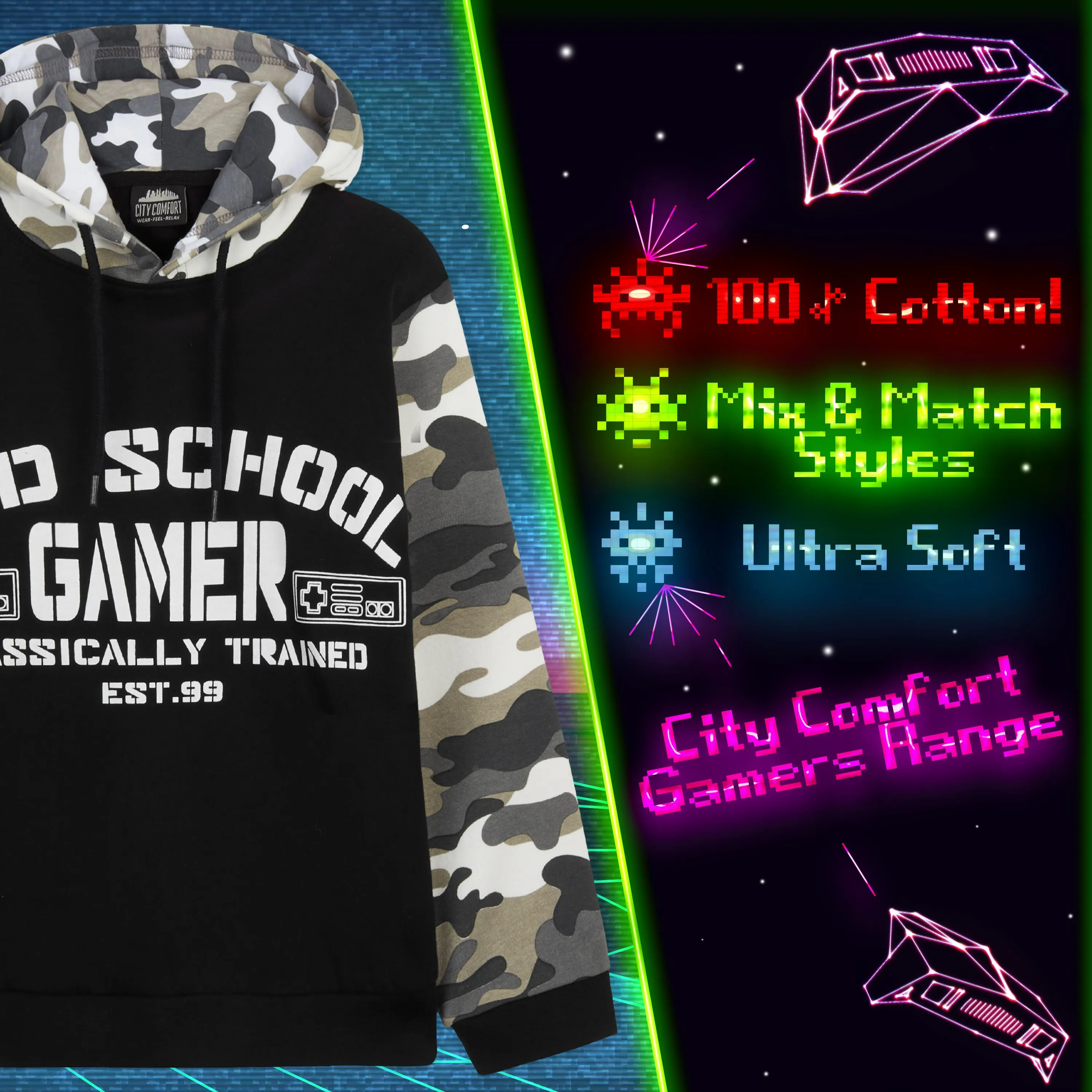 CityComfort Hoodies for Boys Kids Gaming Hooded Sweatshirt Gamer Gifts