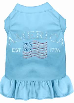 Classic America Rhinestone Dress Baby Blue Xl