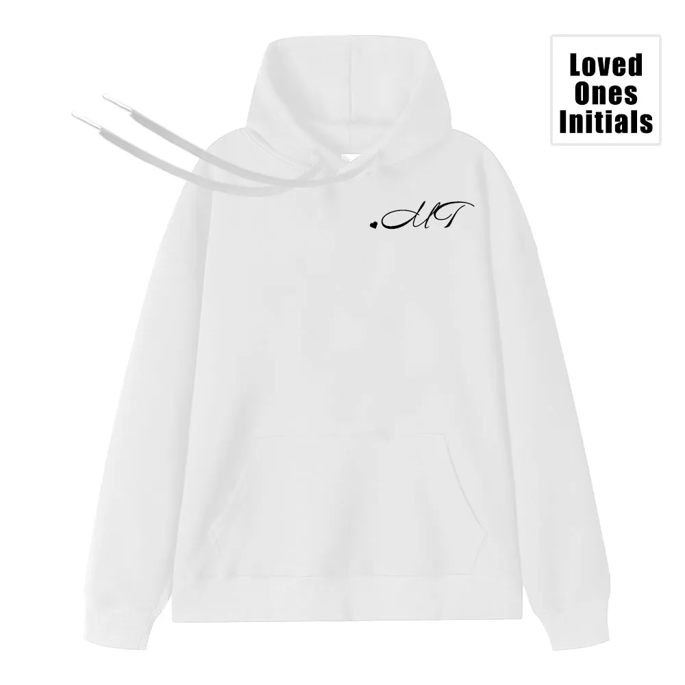 Customized Photo Line Drawing & Initials on Chest Hoodie Gift for Him