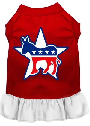 Democrat Screen Print Dress Red With White Lg