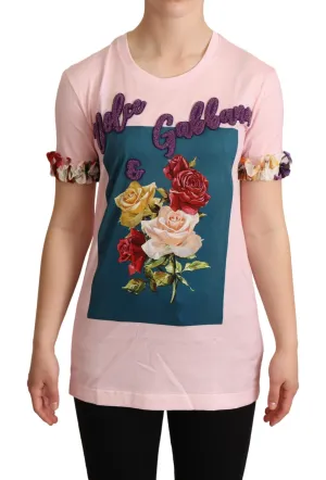Dolce & Gabbana Elegant Floral Rose Applique T-Shirt Dolce & Gabbana Elegant Floral Rose Applique T-Shirt