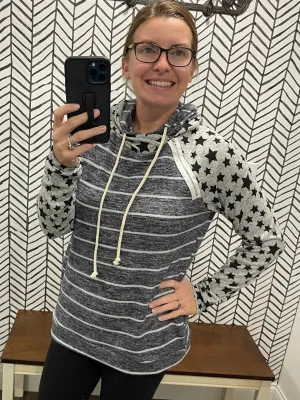 Double hood pullover top