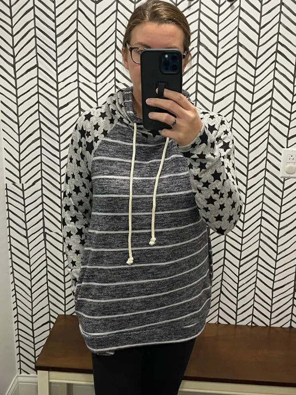 Double hood pullover top
