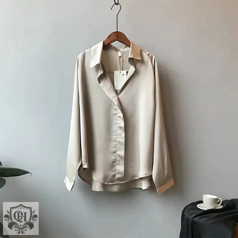 Elegant Satin V-Neck Shirt