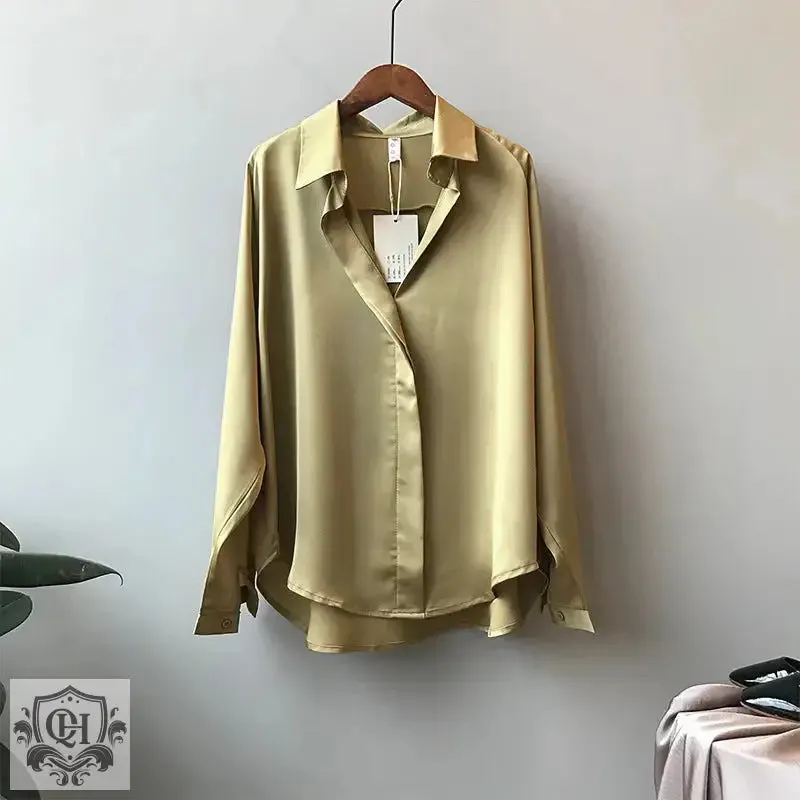 Elegant Satin V-Neck Shirt