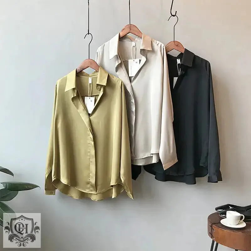 Elegant Satin V-Neck Shirt