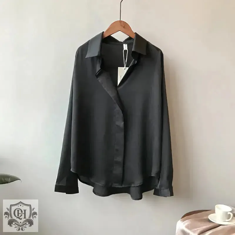Elegant Satin V-Neck Shirt