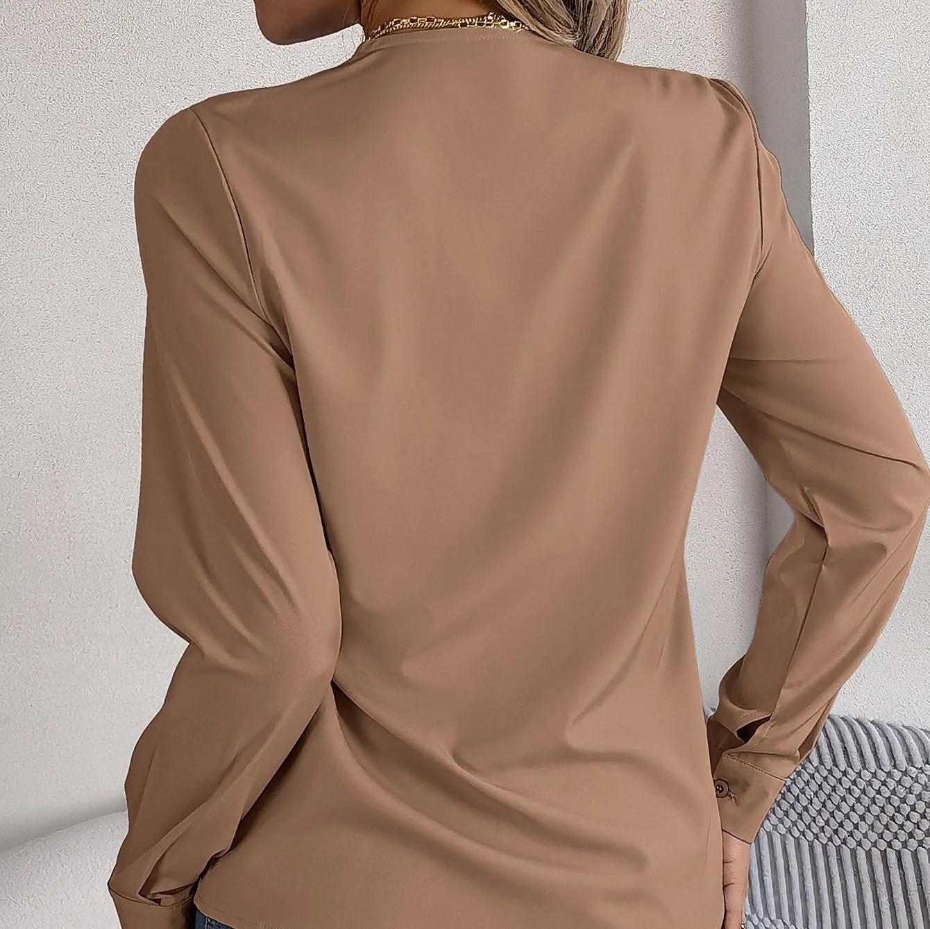 Elegant V-Neck Long Sleeve Blouse