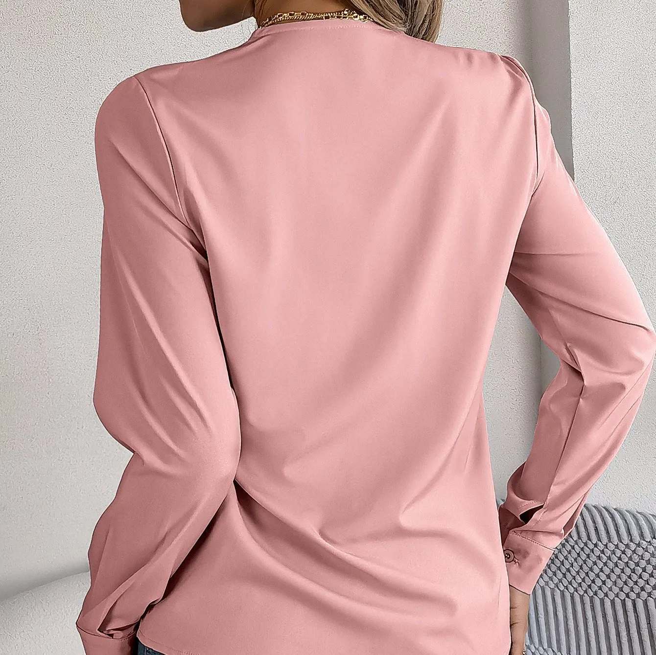 Elegant V-Neck Long Sleeve Blouse