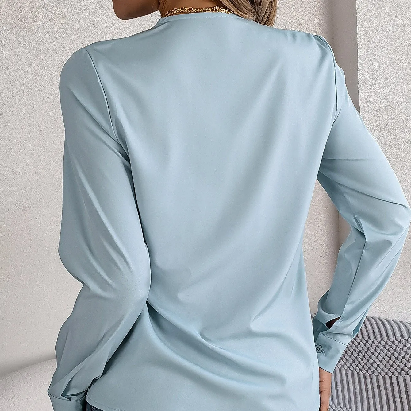 Elegant V-Neck Long Sleeve Blouse
