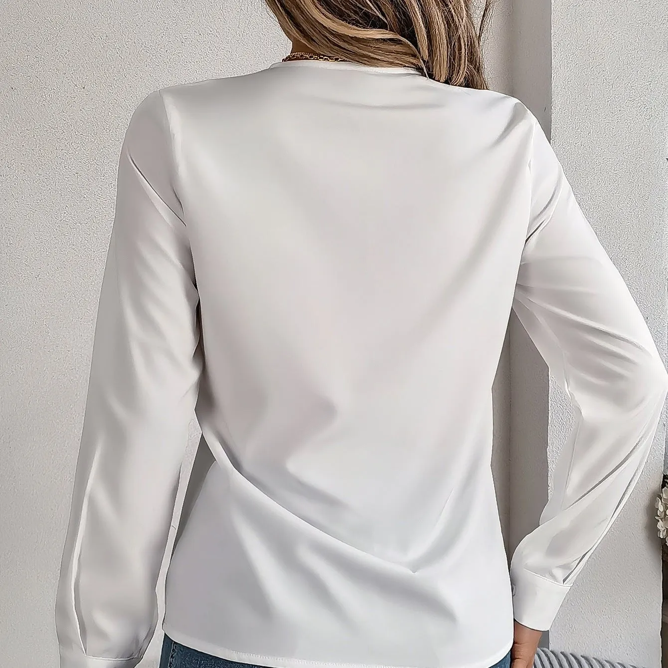Elegant V-Neck Long Sleeve Blouse