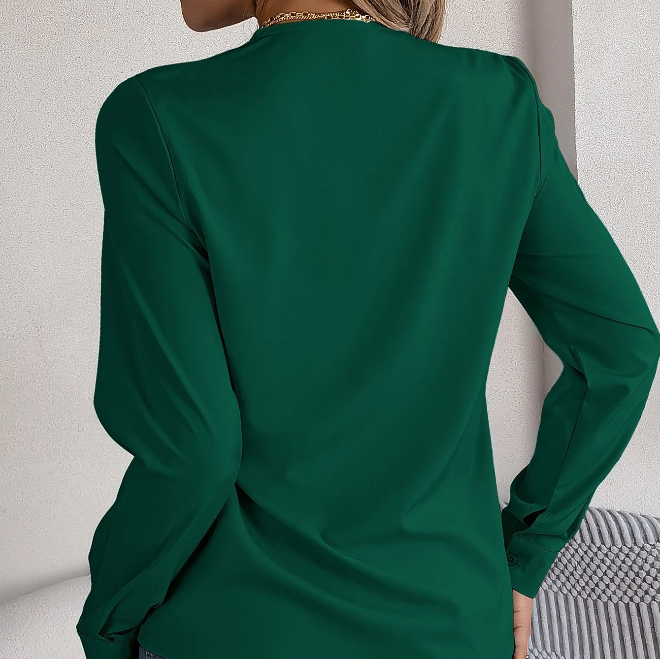 Elegant V-Neck Long Sleeve Blouse