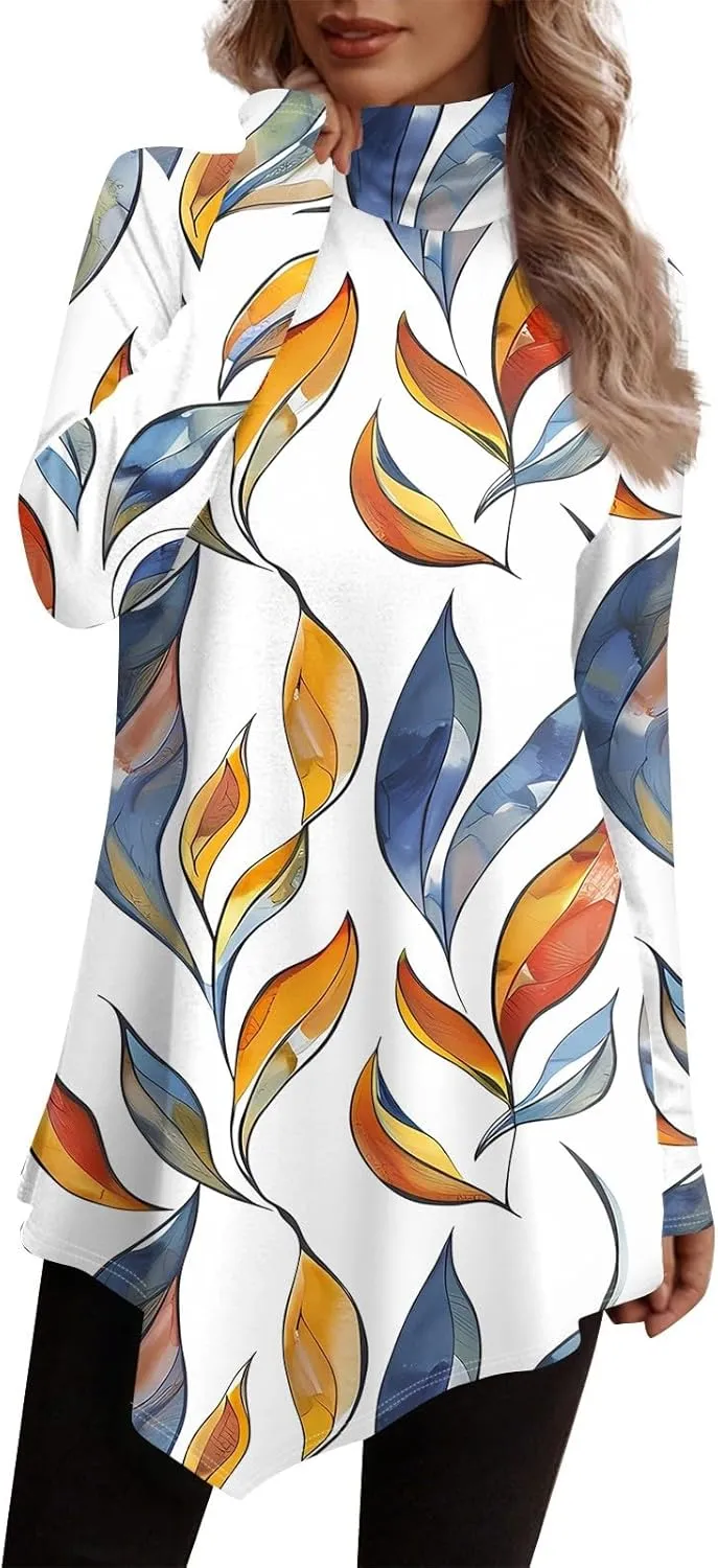 Fall Tops For Women 2024 Casual Long Sleeve Pullover Fashion Print Oversized Sweatshirt Flannel Soft T Shirts