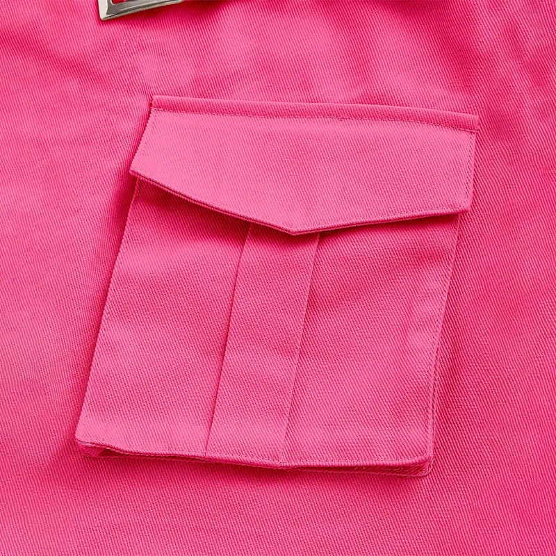 Flap Pocket Buckle Belted Cargo Skirt