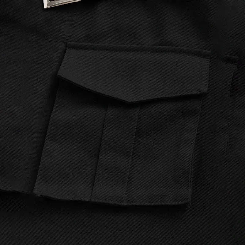Flap Pocket Buckle Belted Cargo Skirt