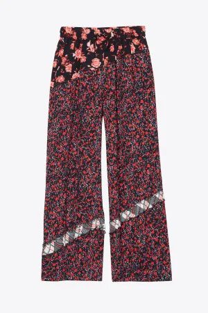 Floral Collage Elastic Wb Ruffle Pant