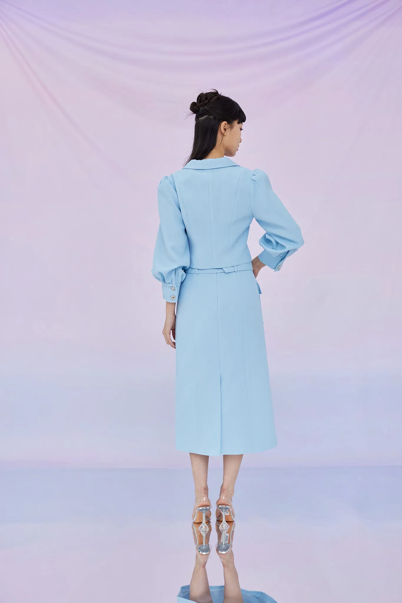 Galiana Blue Puffy Sleeve Top
