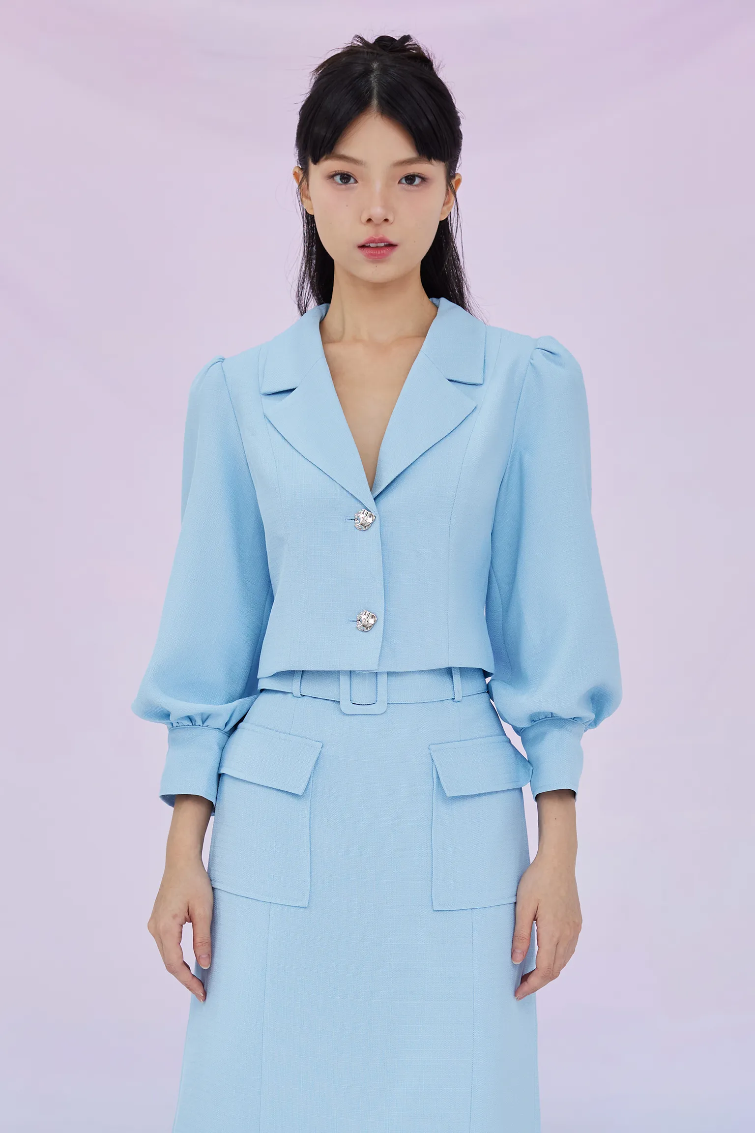 Galiana Blue Puffy Sleeve Top