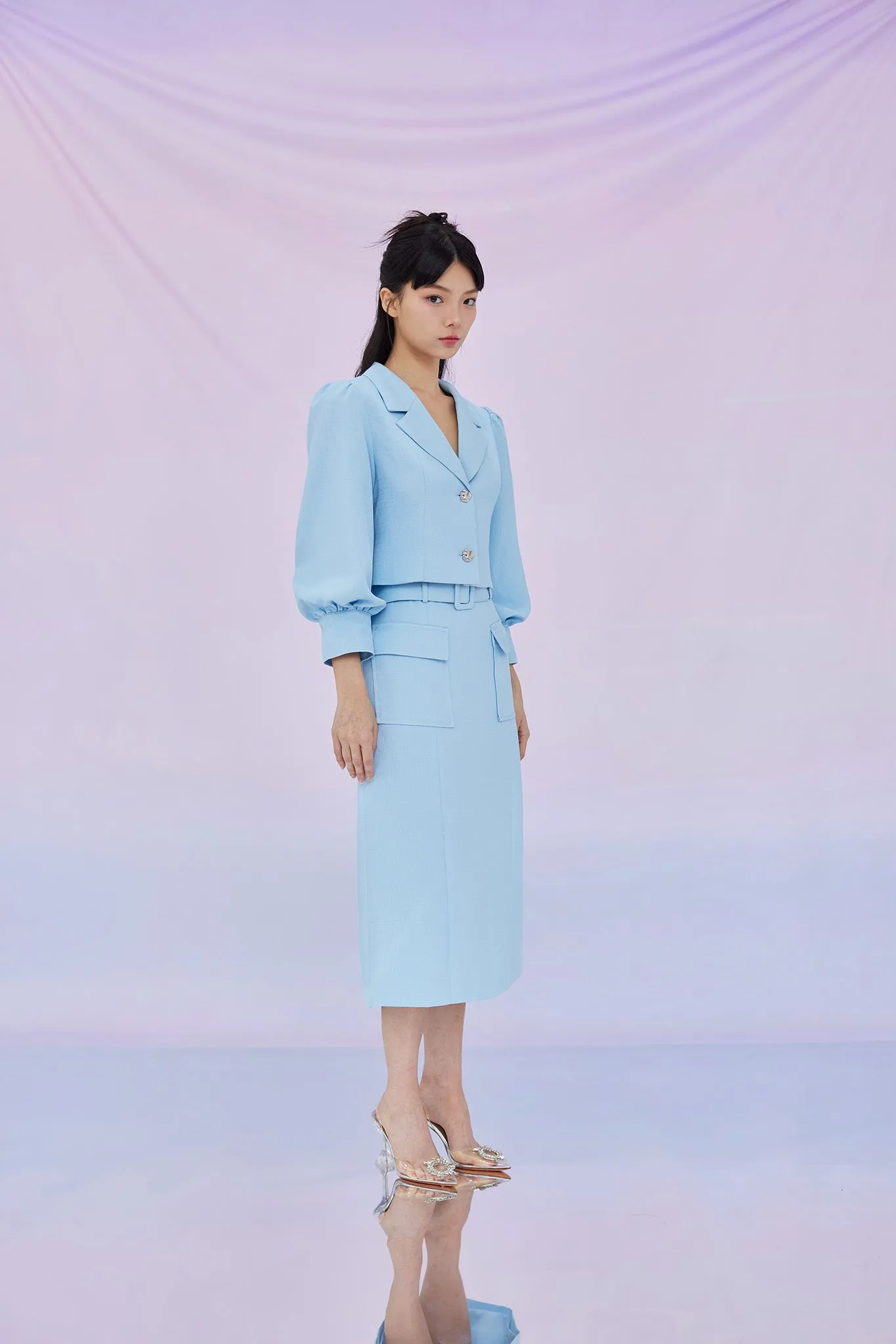 Galiana Blue Puffy Sleeve Top