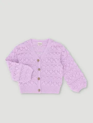 Girls Lavender Knit Cardigan