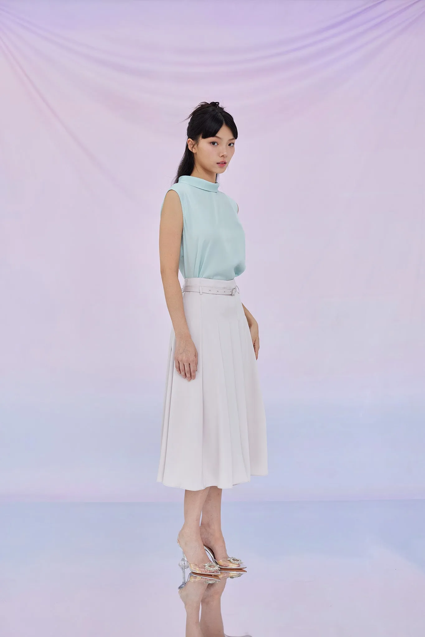 Gracilyn Lilac Pleated A-Line Skirt