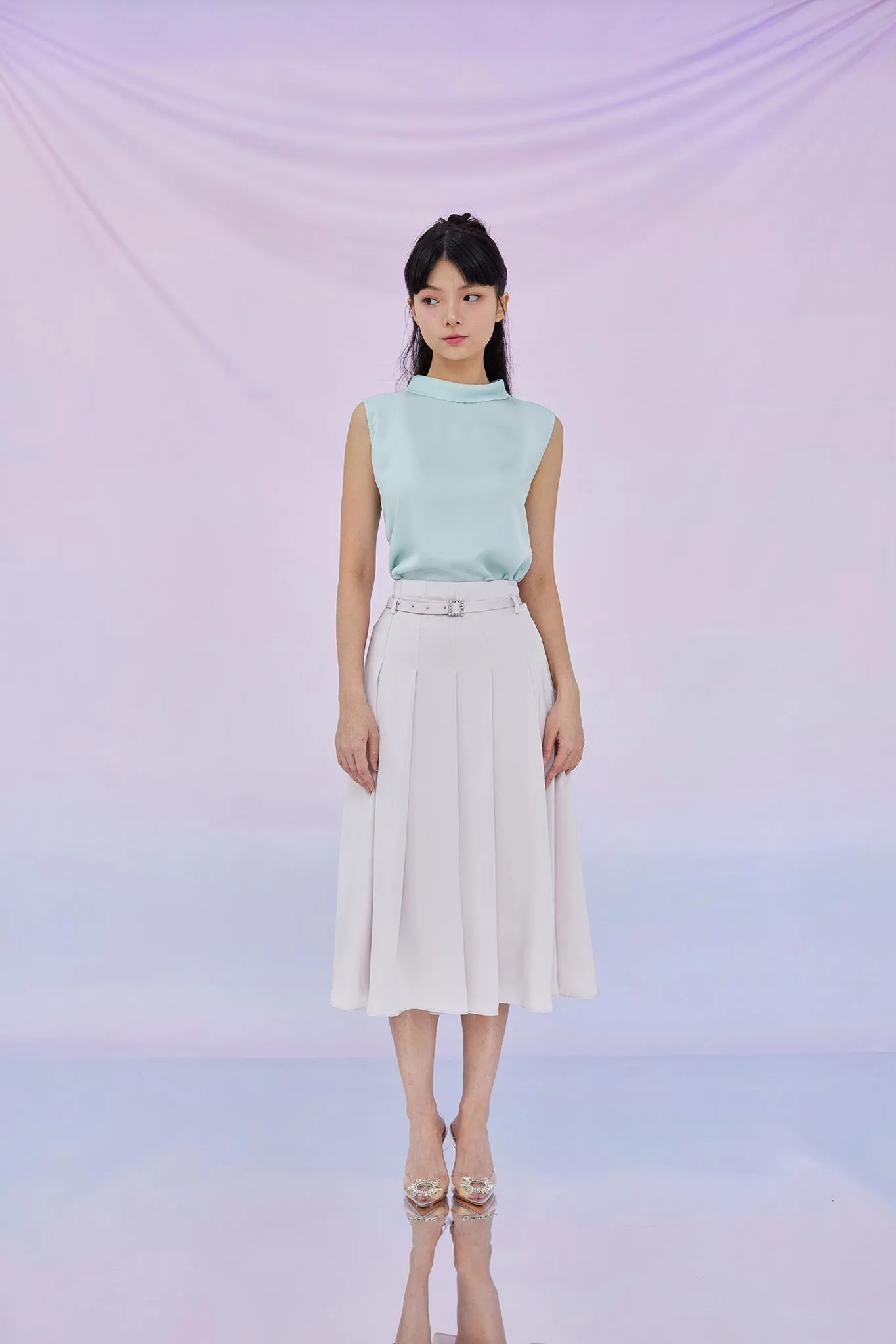 Gracilyn Lilac Pleated A-Line Skirt