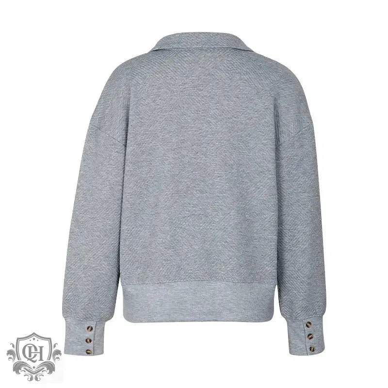 Gray Turn Down Collar Sweater