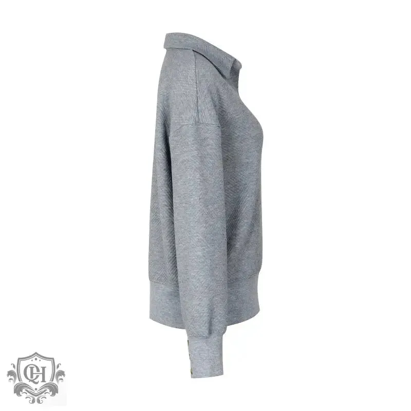 Gray Turn Down Collar Sweater